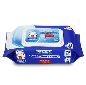 Бумага туалетная ВЛАЖНАЯ водорастворимая INSHIRO 70шт/упаковка