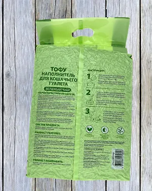 KINGFISHER®️ НАПОЛНИТЕЛЬ ДЛЯ КОШАЧЬИХ ТУАЛЕТОВ ТОФУ (TOFU) "GREEN TEA", с ароматом зелёного чая, пакет 2,8 кг (7 литров)