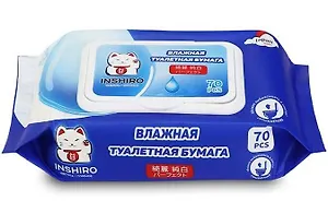 Бумага туалетная ВЛАЖНАЯ водорастворимая INSHIRO 70шт/упаковка