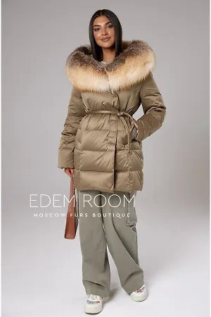Куртка - пуховик с мехом лисы