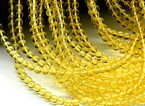 Бусины из янтаря шарик 4мм цв.лимонный, 38,5см, 90 бусин