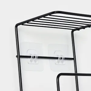 Держатель для полотенец с полкой, 15.5x12.5x33.5 см, чёрный