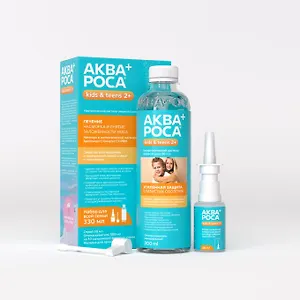 Набор «АкваРоса+» (ополаскиватель 300 мл + спрей назальный 30 мл + доп. насадка для полости рта и гортани), гипертонический раствор 2%