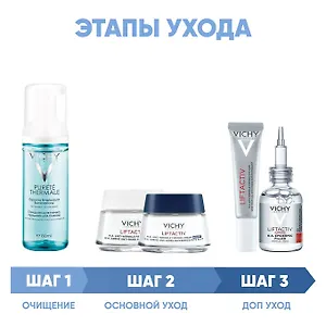 Виши Программа Liftactiv Supreme комплексный уход: пенка 150 мл + крем для сухой кожи 50 мл + крем ночь 50 мл + крем для век 15 мл + сыворотка 30 мл (Vichy, Liftactiv)