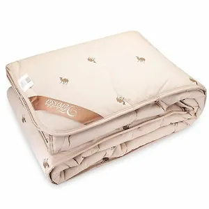 Одеяло 1.5-спальное, 140х205 см, Верблюжья шерсть, 300 г/м2, всесезонное, чехол 100% хлопок, кант, Verossa