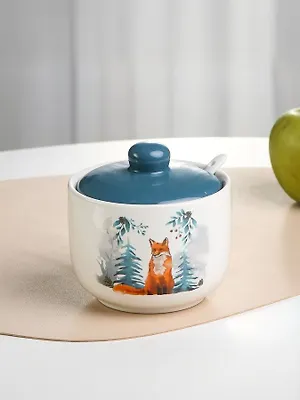 Сахарница 500 мл, доломит, 11х11х12 см, с ложкой, Daniks, Лисичка