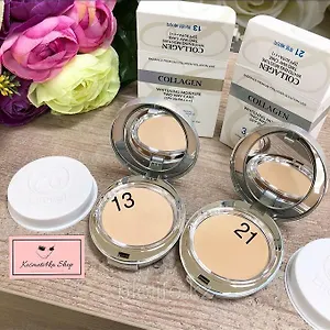 Пудра коллагеновая осветляющая со сменным блоком  Enough Светлый бежевый (№13) + запасной блок