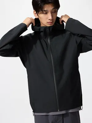 UNIQLO - ветровлагозащитная парка с 3D-кроем - 09 ЧЕРНЫЙ
