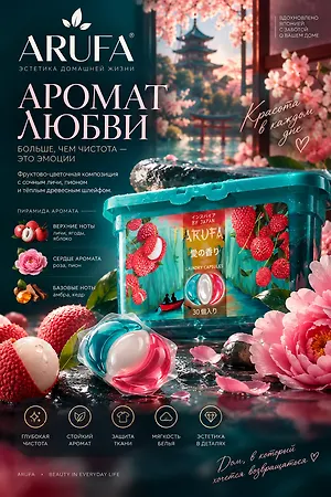 Baizheng Household Уссурийск Капсулы для стирки в 3в1 "Аромат любви" 30шт/13гр Arufa