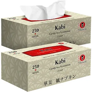 * Салфетки бумажные "Maneki", серия Kabi, 2 слоя, 250 шт./коробка, 1 шт
