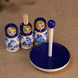 Набор для специй дерево «Гжель», 15 мл., ручная роспись