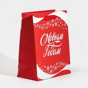 Пакет подарочный новогодний ламинированный «Праздник к нам приходит», MS 18x23x10 см
