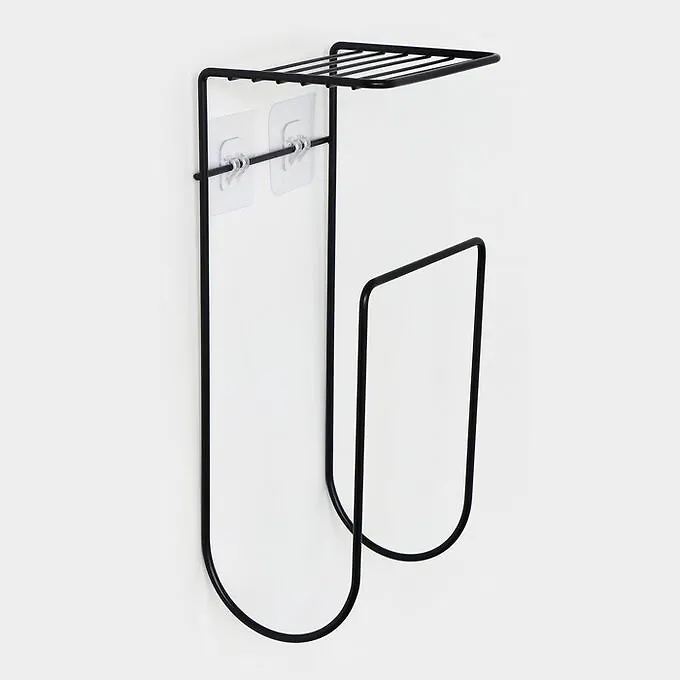 СИМА-ЛЕНД Держатель для полотенец с полкой, 15.5x12.5x33.5 см, чёрный