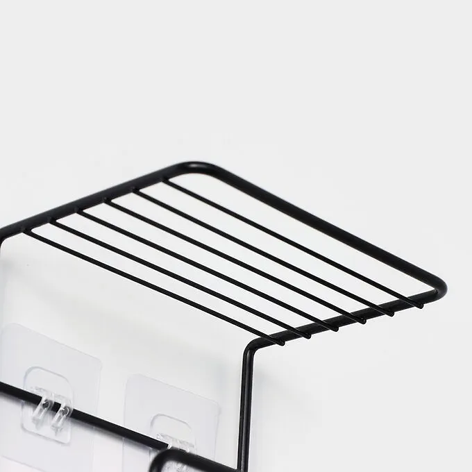 СИМА-ЛЕНД Держатель для полотенец с полкой, 15.5x12.5x33.5 см, чёрный