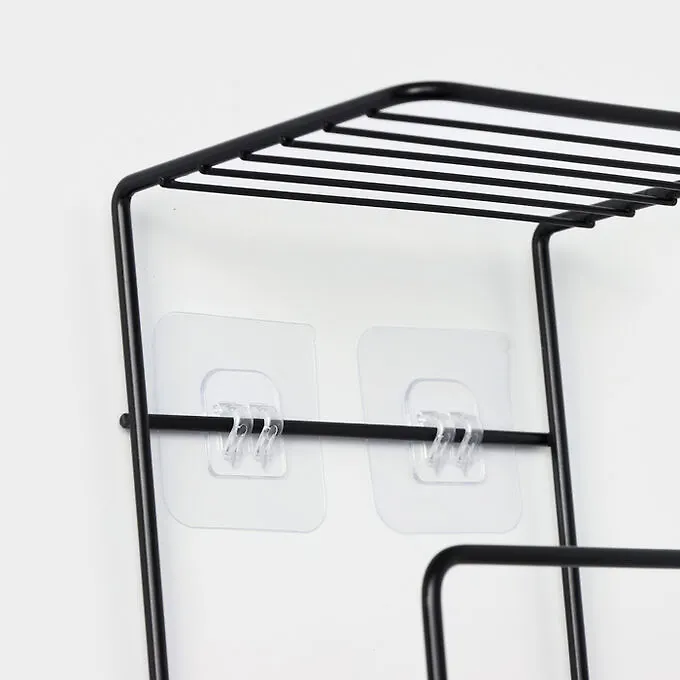 СИМА-ЛЕНД Держатель для полотенец с полкой, 15.5x12.5x33.5 см, чёрный