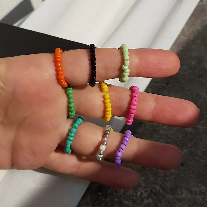 zlatto Колечко "Цветочек" из бисера, зелёное, арт.647.107