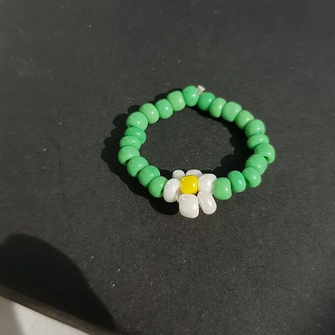 zlatto Колечко "Цветочек" из бисера, зелёное, арт.647.107