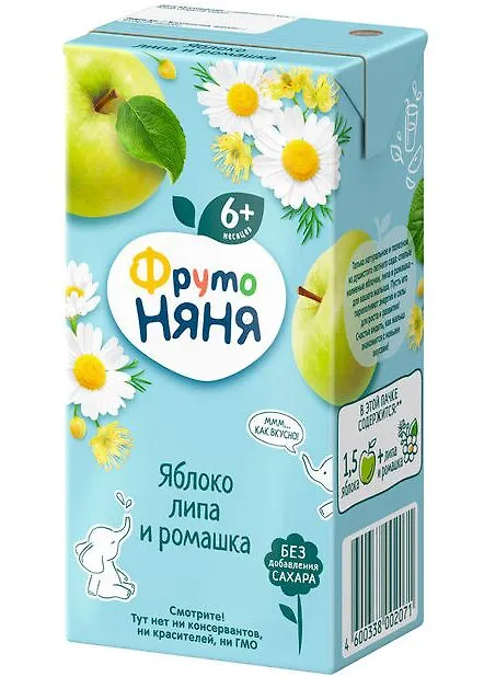 ФРУТОНЯНЯ 0,2л Напиток яблоко-липа-ромашка большая упаковка 18 шт