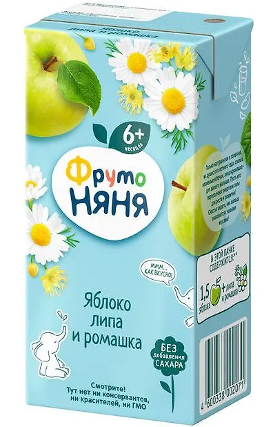 ФРУТОНЯНЯ 0,2л Напиток яблоко-липа-ромашка