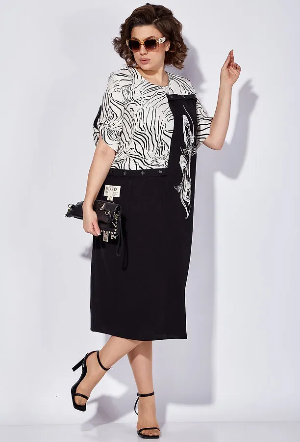 michel-chic Платье ТЕЛЛУРА Л 1733 чёрно-молочный