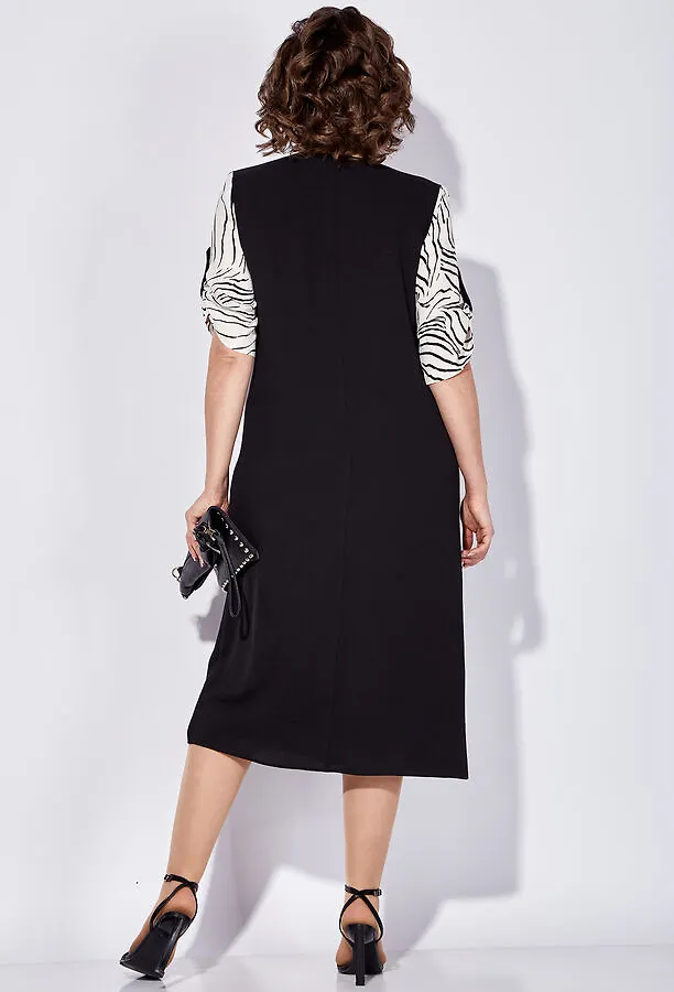 michel-chic Платье ТЕЛЛУРА Л 1733 чёрно-молочный