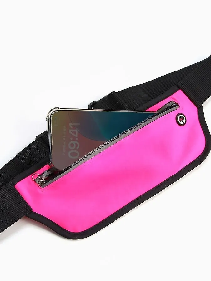 СИМА-ЛЕНД Сумка для бега на пояс, со светоотражающими элементами, с отверстием для наушников, 24x0.3x10 см, розовая