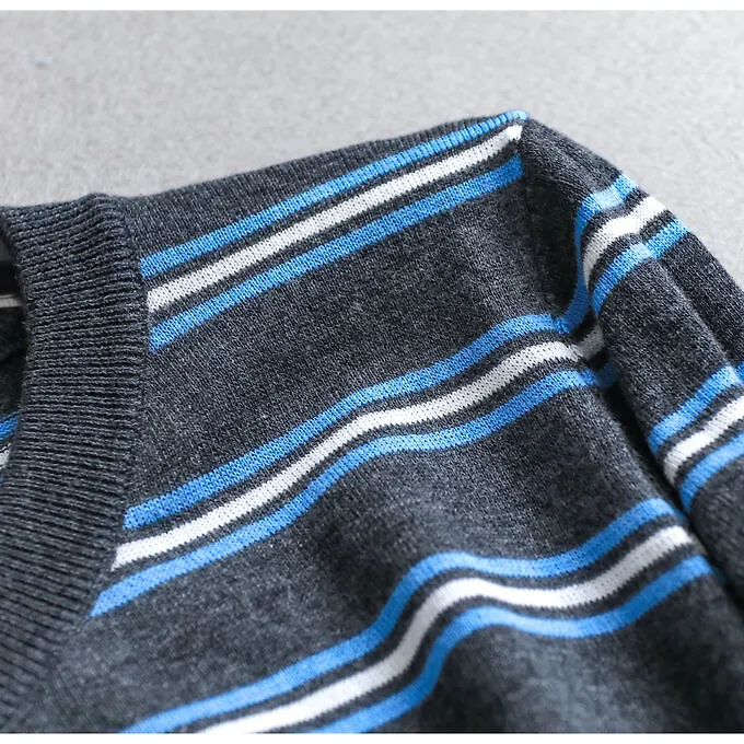 Джемпер в полоску с круглым вырезом с длинным рукавом, синий