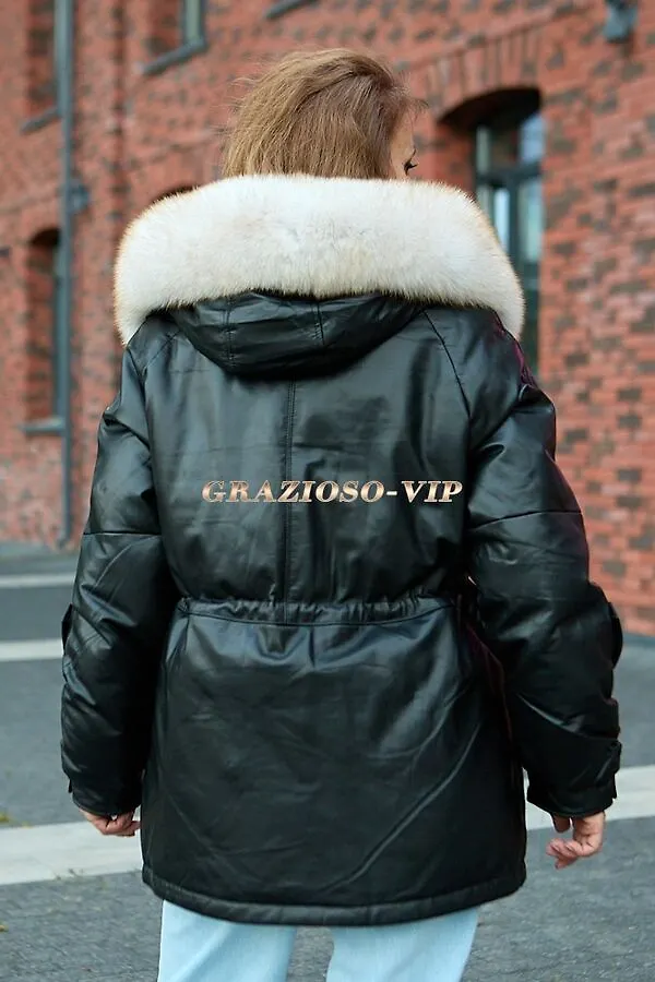 GRAZIOSO Зимний кожаный пуховик. Новинка!