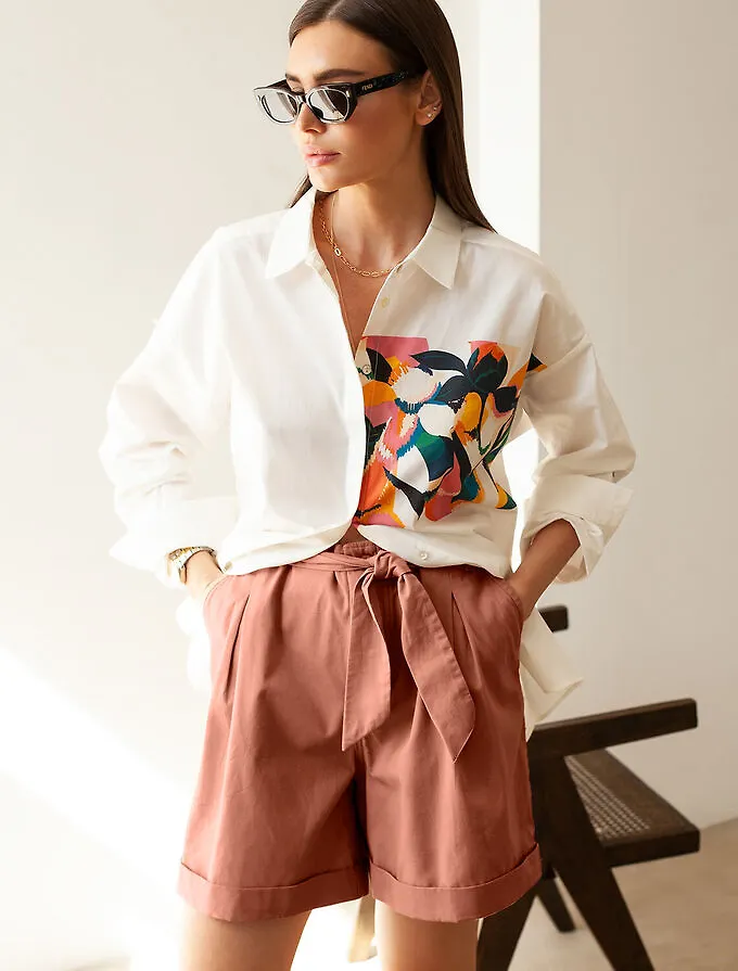 Vilatte Шорты. Цвет: светло-терракотовый