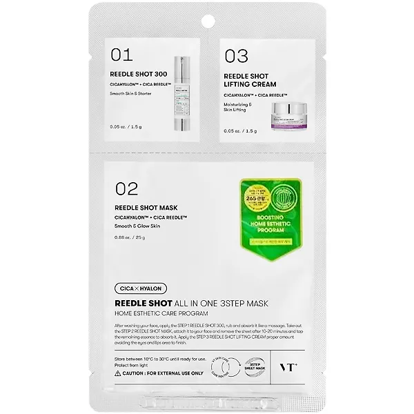 Трёхступенчатый лифтинг-набор с микроиглами VT Cosmetics Reedle Shot All In One 3Step Mask, 28г